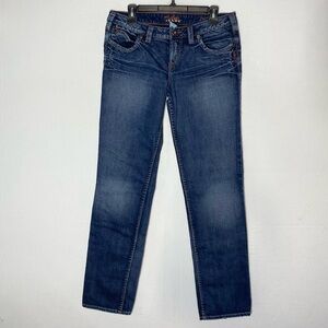 Vintage 90s Y2K Silver Jeans Bella Low Rise Dark Wash Straight Leg Jeans 31